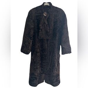 NIJOLE genuine Persian Lamb Fur Coat, Brown, Size Medium
